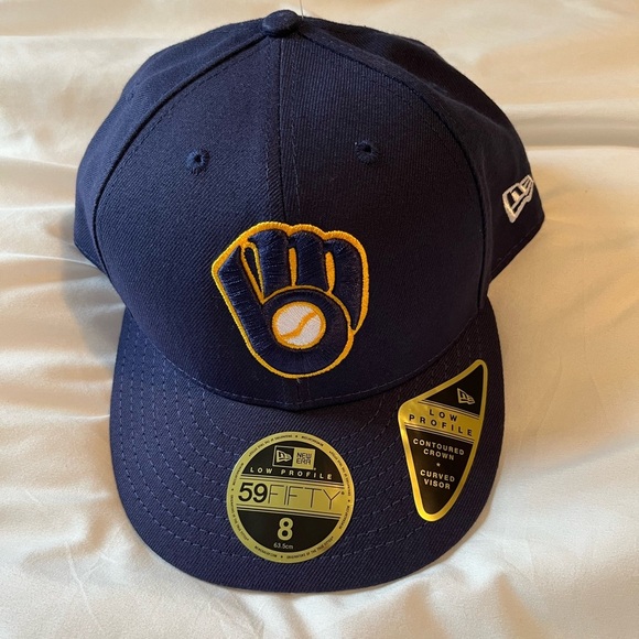 Milwaukee Brewers New Era 59 Fifty Contoured Crown Curved Visor Hat NWT - Picture 1 of 12